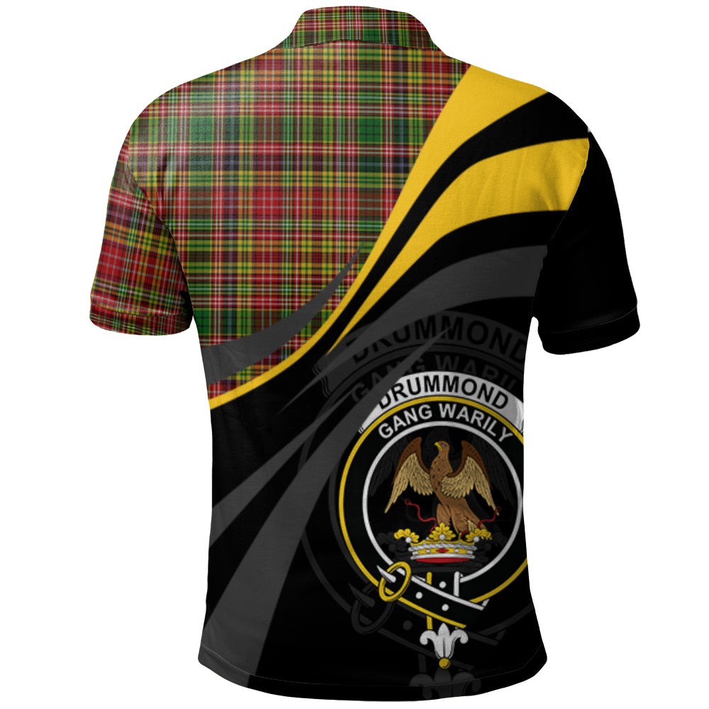 Clan Drummond of Strathallan or Ogilvy Tartan Polo Shirt - Royal Coat Of Arms Style LN73 Drummond of Strathallan or Ogilvy Tartan Tartan Polo   