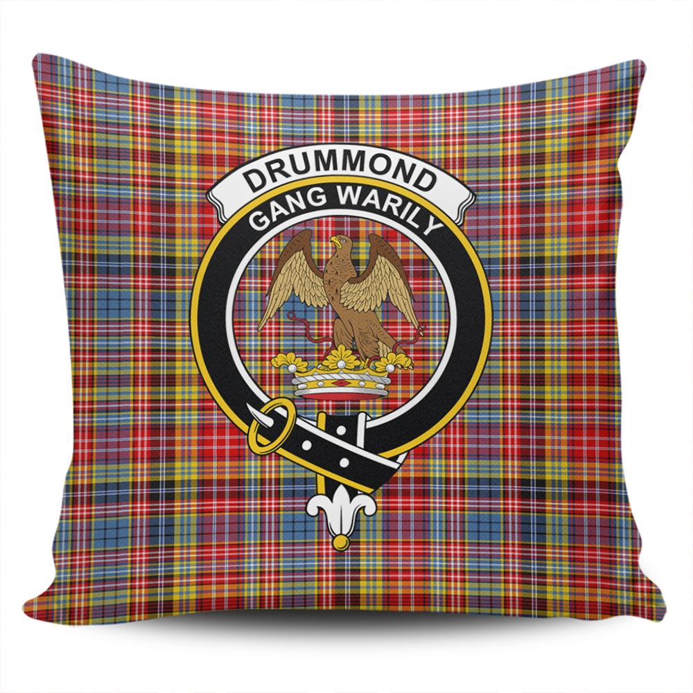 Clan Drummond of Strathallan Tartan Crest Pillow Cover HM18 Clan Hall Tartan Today   