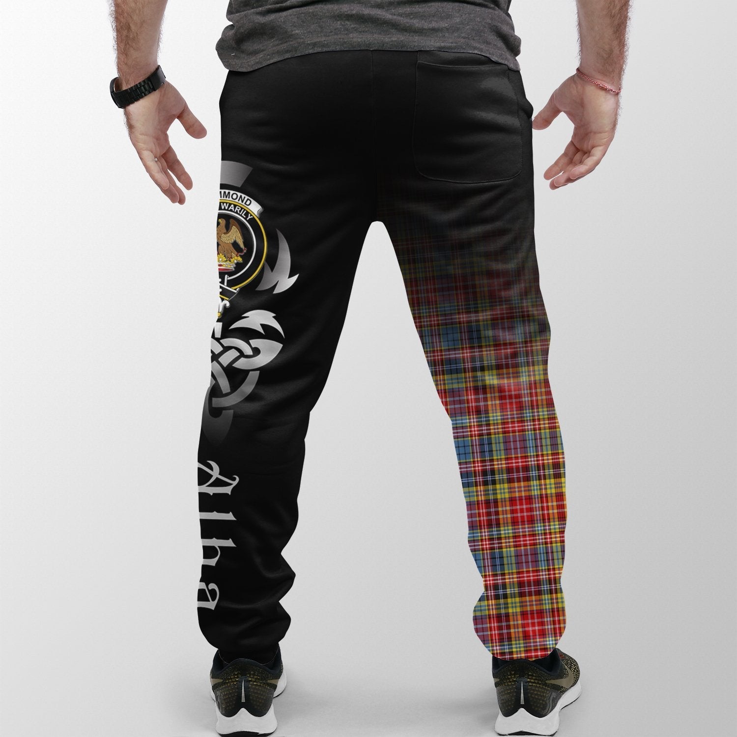 Clan Drummond Of Strathallan Tartan Crest Jogger Sweatpants  Alba Celtic Style IR96 Clan Hall Tartan Today   