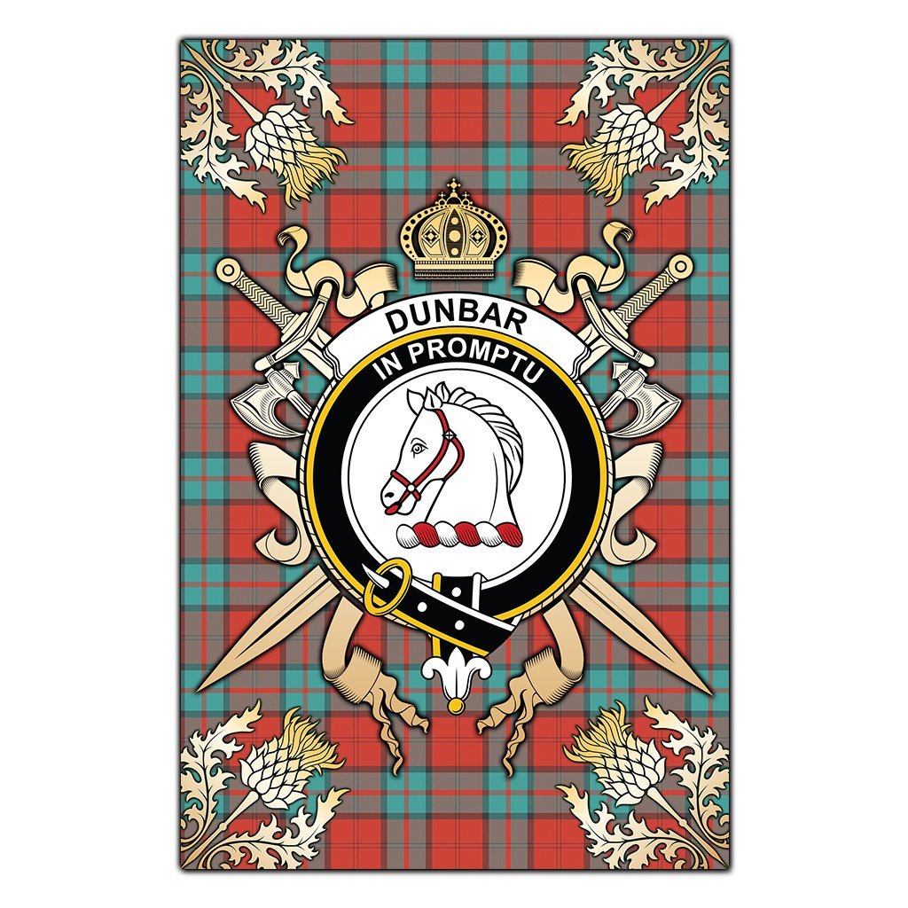 Clan Dunbar Ancient Tartan Crest Black Garden Flag  - Gold Thistle  WW19 Clan Dunbar Tartan Today   