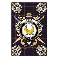 Clan Durie Tartan Crest Black Garden Flag  - Gold Thistle  JB10 Clan Durie Tartan Today   