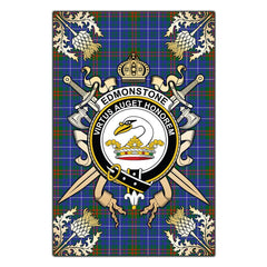 Clan Edmonstone Tartan Crest Black Garden Flag  - Gold Thistle  BR56 Clan Edmonstone Tartan Today   