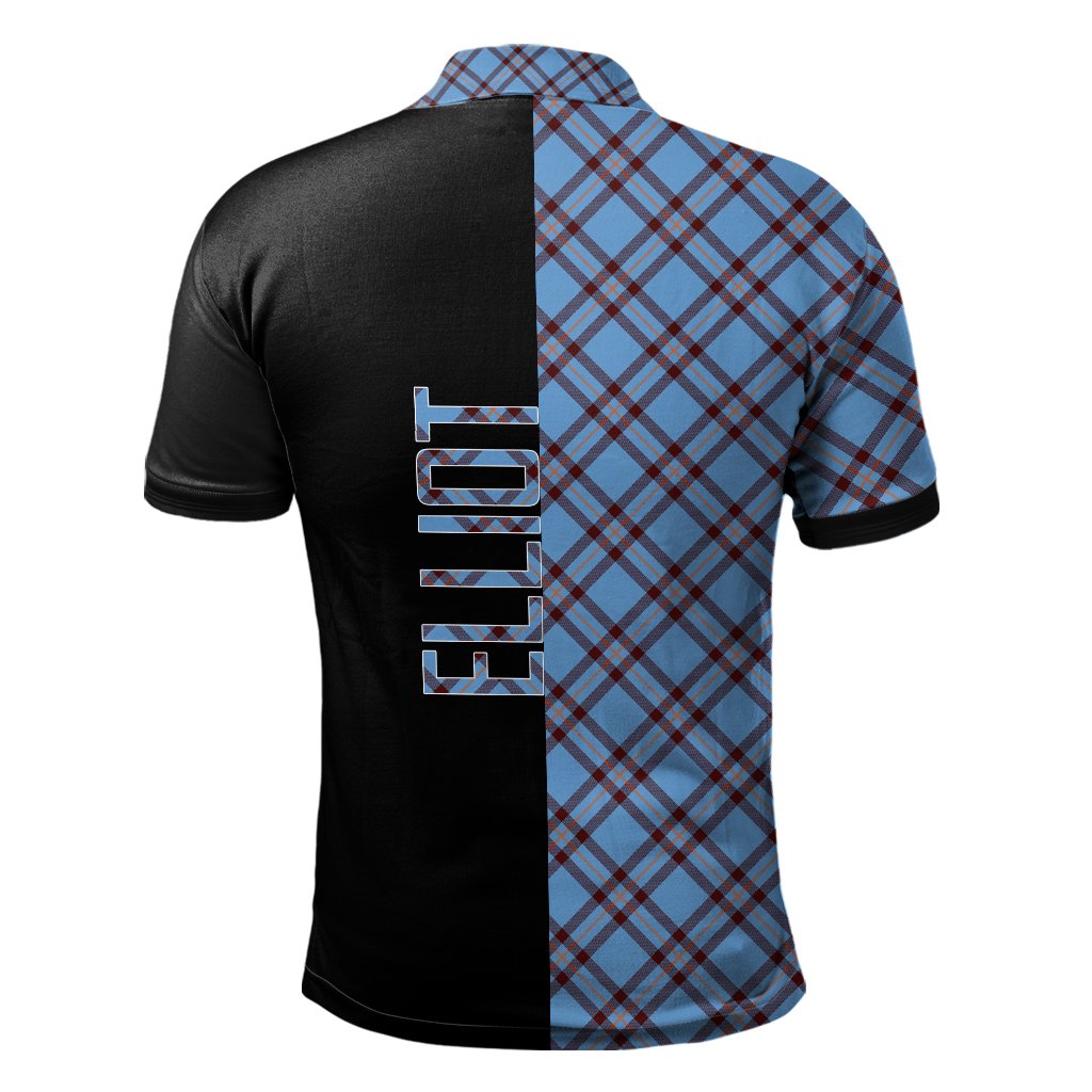 Clan Elliot Ancient Tartan Polo Shirt Half of Me - Cross Style DZ73 Elliot Ancient Tartan Tartan Polo   