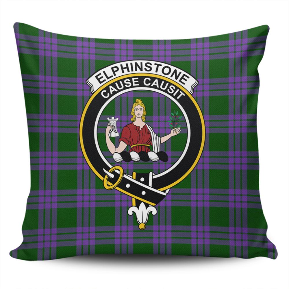 Clan Elphinstone Tartan Crest Pillow Cover FW93 Clan Elphinstone Tartan Today   