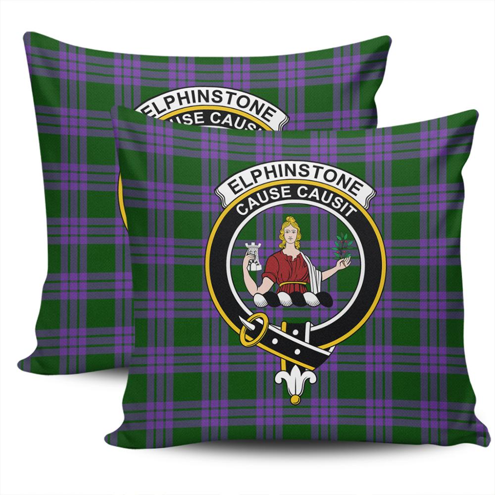 Clan Elphinstone Tartan Crest Pillow Cover FW93 Clan Elphinstone Tartan Today   