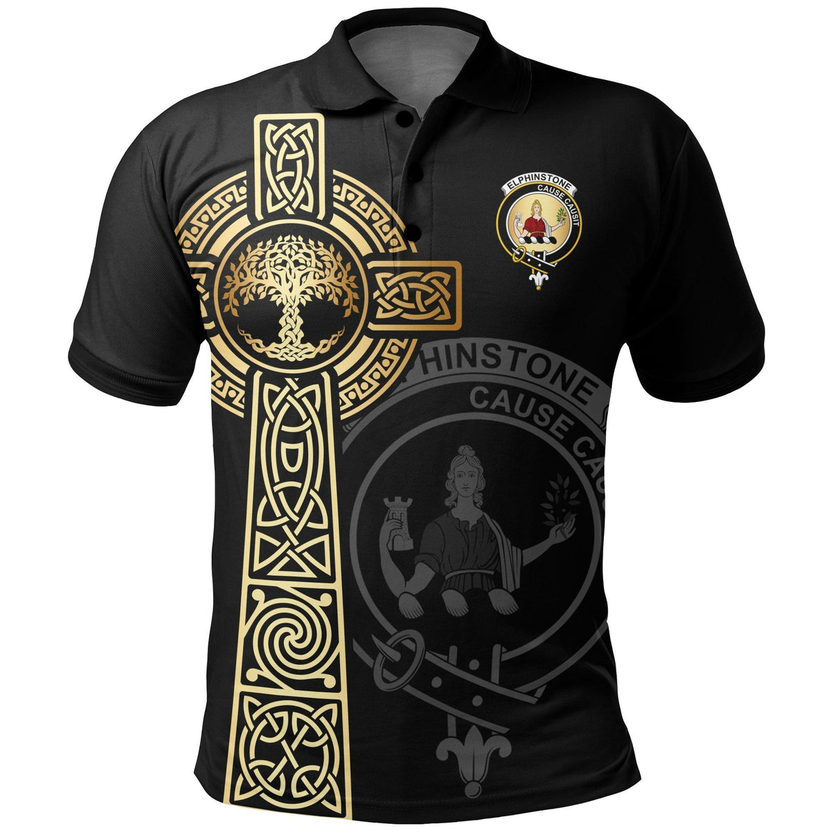 Clan Elphinstone Clan Unisex Polo Shirt - Celtic Tree Of Life HA71 Elphinstone Tartan Tartan Polo   