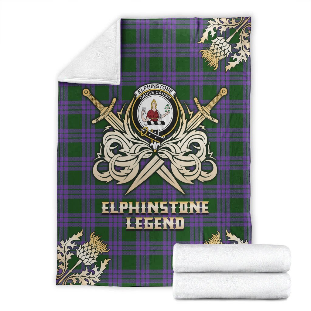 Clan Elphinstone Tartan Gold Courage Symbol Blanket SL69 Clan Elphinstone Tartan Today   