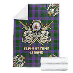 Clan Elphinstone Tartan Gold Courage Symbol Blanket SL69 Clan Elphinstone Tartan Today   