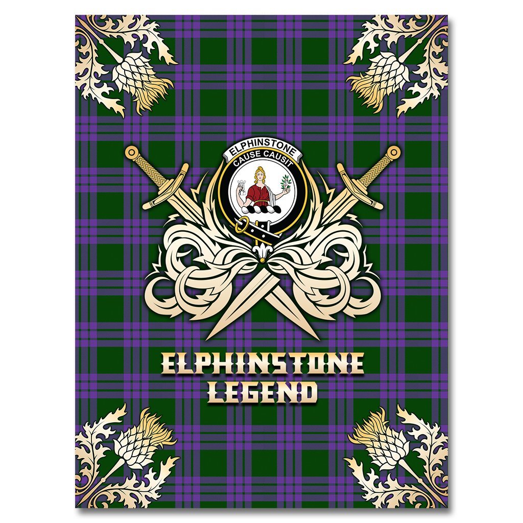 Clan Elphinstone Tartan Gold Courage Symbol Blanket SL69 Clan Elphinstone Tartan Today   