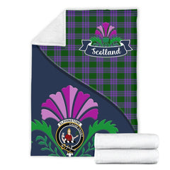 Clan Elphinstone Tartan Crest Premium Blanket Thistle Style AC94 Clan Elphinstone Tartan Today   