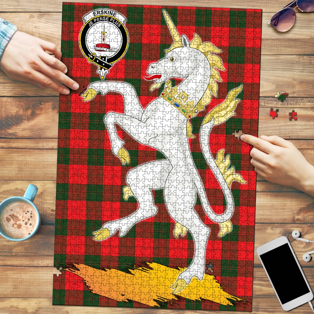 Clan Erskine Modern Tartan Crest Unicorn Scotland Jigsaw Puzzles Gift For Family CB41 Clan Erskine Tartan Today   