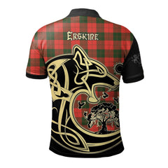 Clan Erskine Modern Tartan Polo Shirt Viking Wolf QY33 Erskine Modern Tartan Tartan Polo   