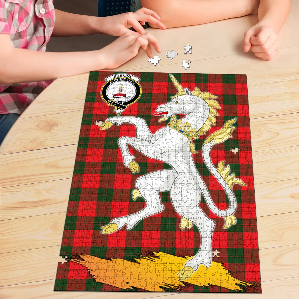 Clan Erskine Modern Tartan Crest Unicorn Scotland Jigsaw Puzzles Gift For Family CB41 Clan Erskine Tartan Today   