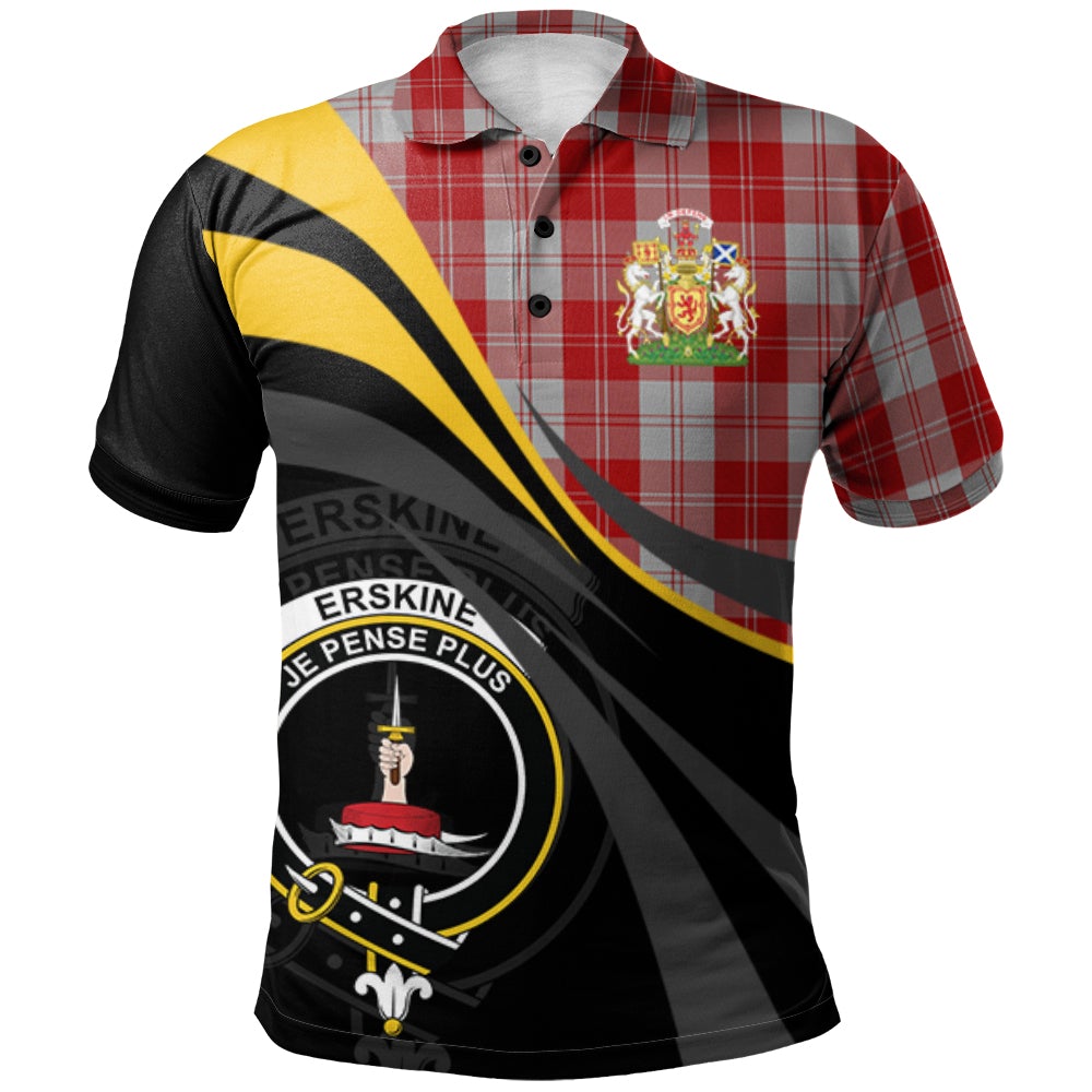 Clan Erskine Red Tartan Polo Shirt - Royal Coat Of Arms Style SJ98 Erskine Red Tartan Tartan Polo   