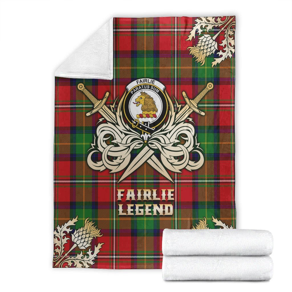 Clan Fairlie Modern Tartan Gold Courage Symbol Blanket FC13 Clan Fairlie Tartan Today   