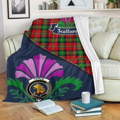 Clan Fairlie Tartan Crest Premium Blanket Thistle Style PP27 Clan Fairlie Tartan Today   