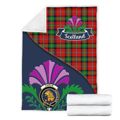 Clan Fairlie Tartan Crest Premium Blanket Thistle Style PP27 Clan Fairlie Tartan Today   