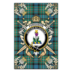 Clan Ferguson Ancient Tartan Crest Black Garden Flag  - Gold Thistle  ZC76 Clan Garden Tartan Today   