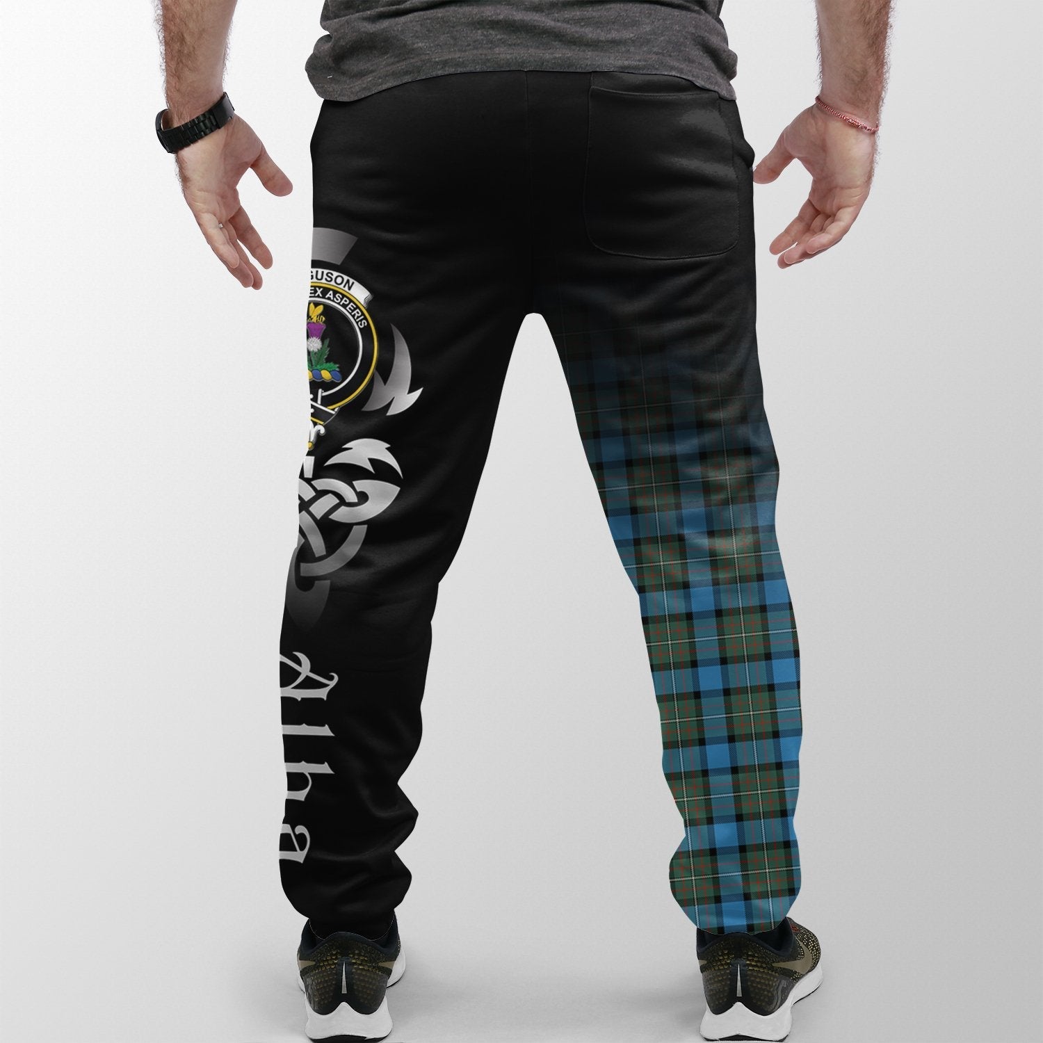 Clan Fergusson Ancient Tartan Crest Jogger Sweatpants  Alba Celtic Style BT60 Clan Fergusson Tartan Today   