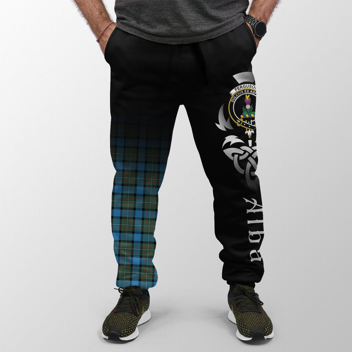 Clan Fergusson Ancient Tartan Crest Jogger Sweatpants  Alba Celtic Style BT60 Clan Fergusson Tartan Today   