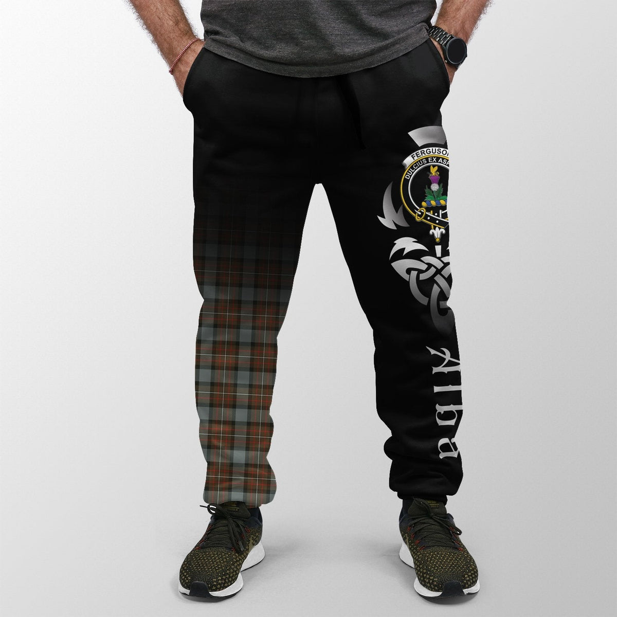 Clan Fergusson Weathered Tartan Crest Jogger Sweatpants  Alba Celtic Style NN12 Clan Fergusson Tartan Today   