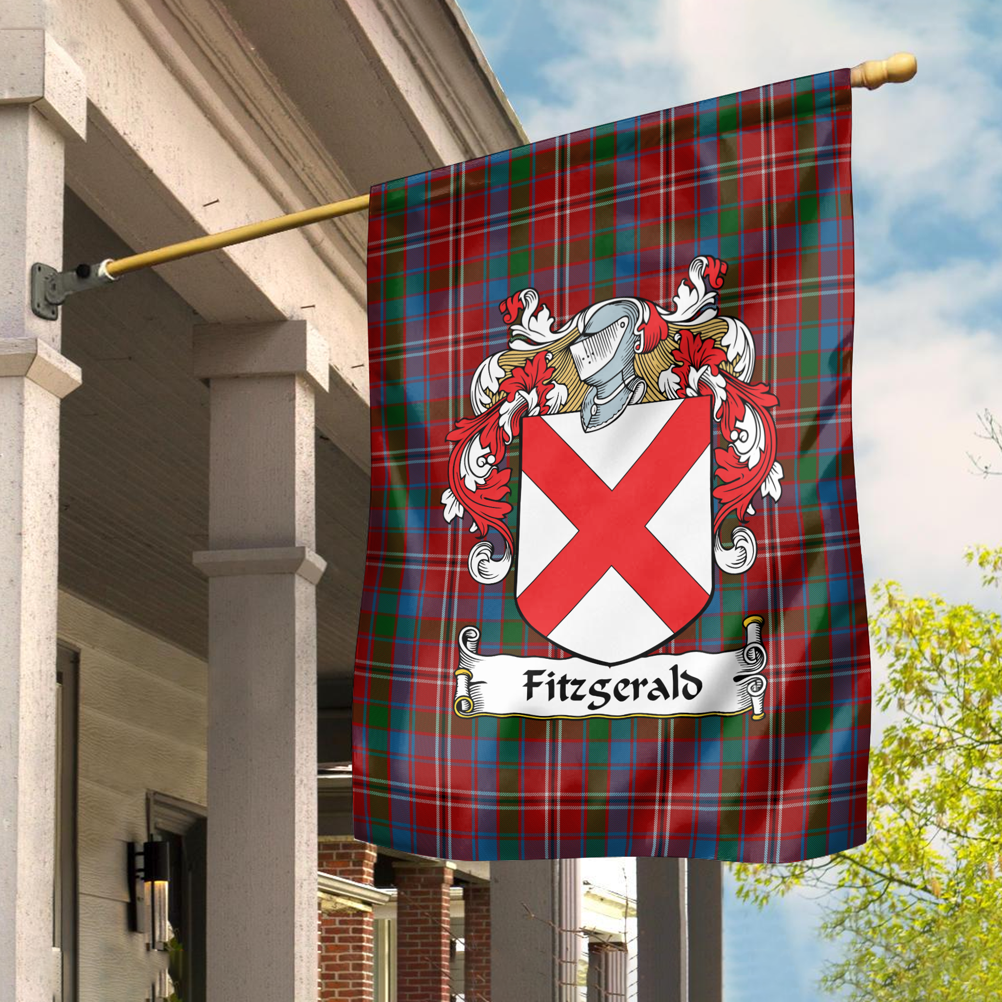 Clan Fitzgerald Red Tartan Crest Garden Flag LL62 Clan Garden Tartan Today   