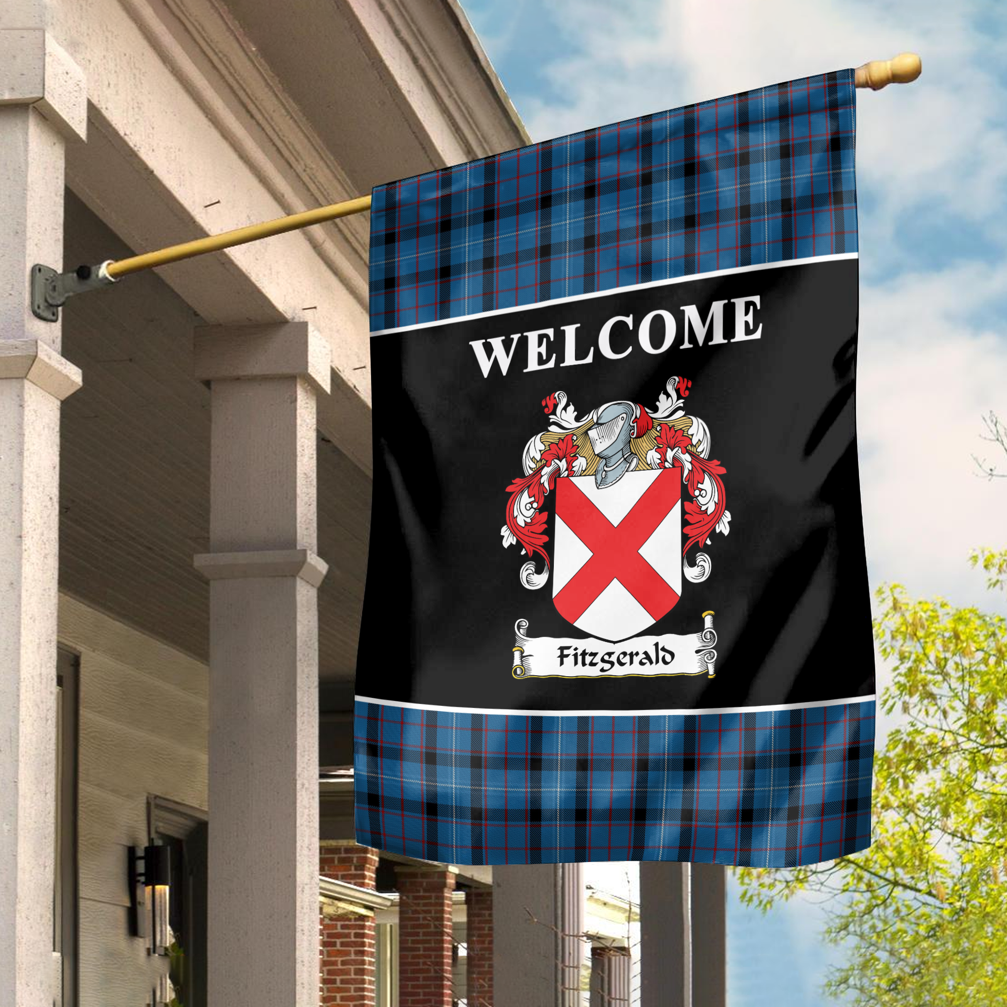 Clan Fitzgerald Tartan Crest Black Garden Flag EN88 Clan Garden Tartan Today   