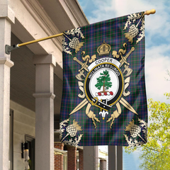 Clan Cooper Tartan Crest 2 Garden Flag  - Gold Thistle  TX70 Clan Cooper Tartan Today   