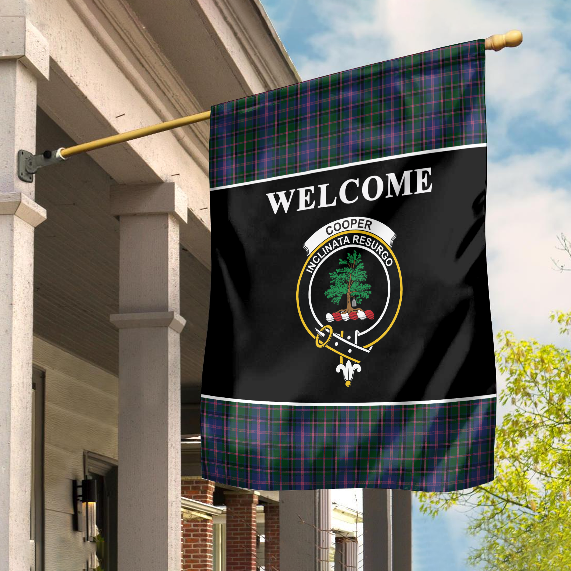 Clan Cooper Tartan Crest 2 Black Garden Flag JB62 Clan Cooper Tartan Today   