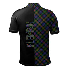 Clan Fleming Tartan Polo Shirt Half of Me - Cross Style VW89 Fleming Tartan Tartan Polo   