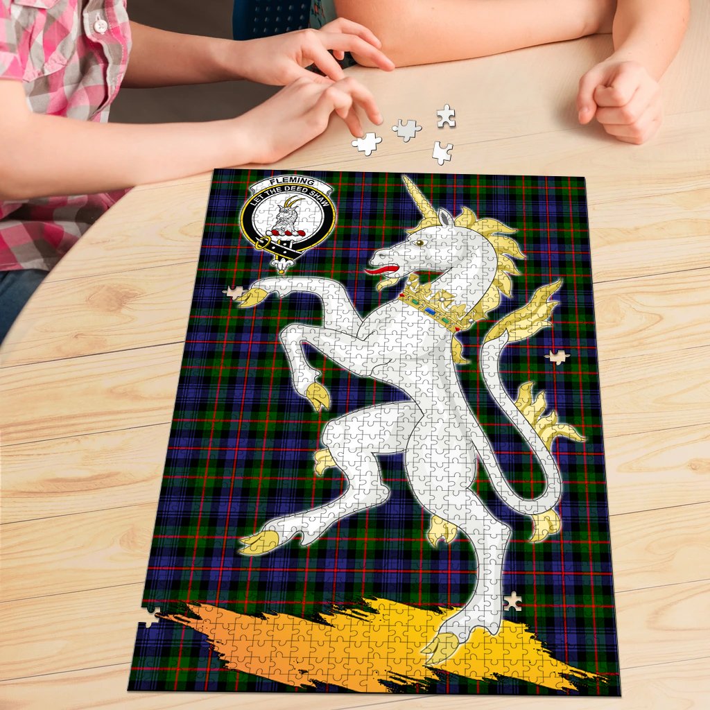 Clan Fleming Tartan Crest Unicorn Scotland Jigsaw Puzzles Gift For Family VG19 Clan Fleming Tartan Today   