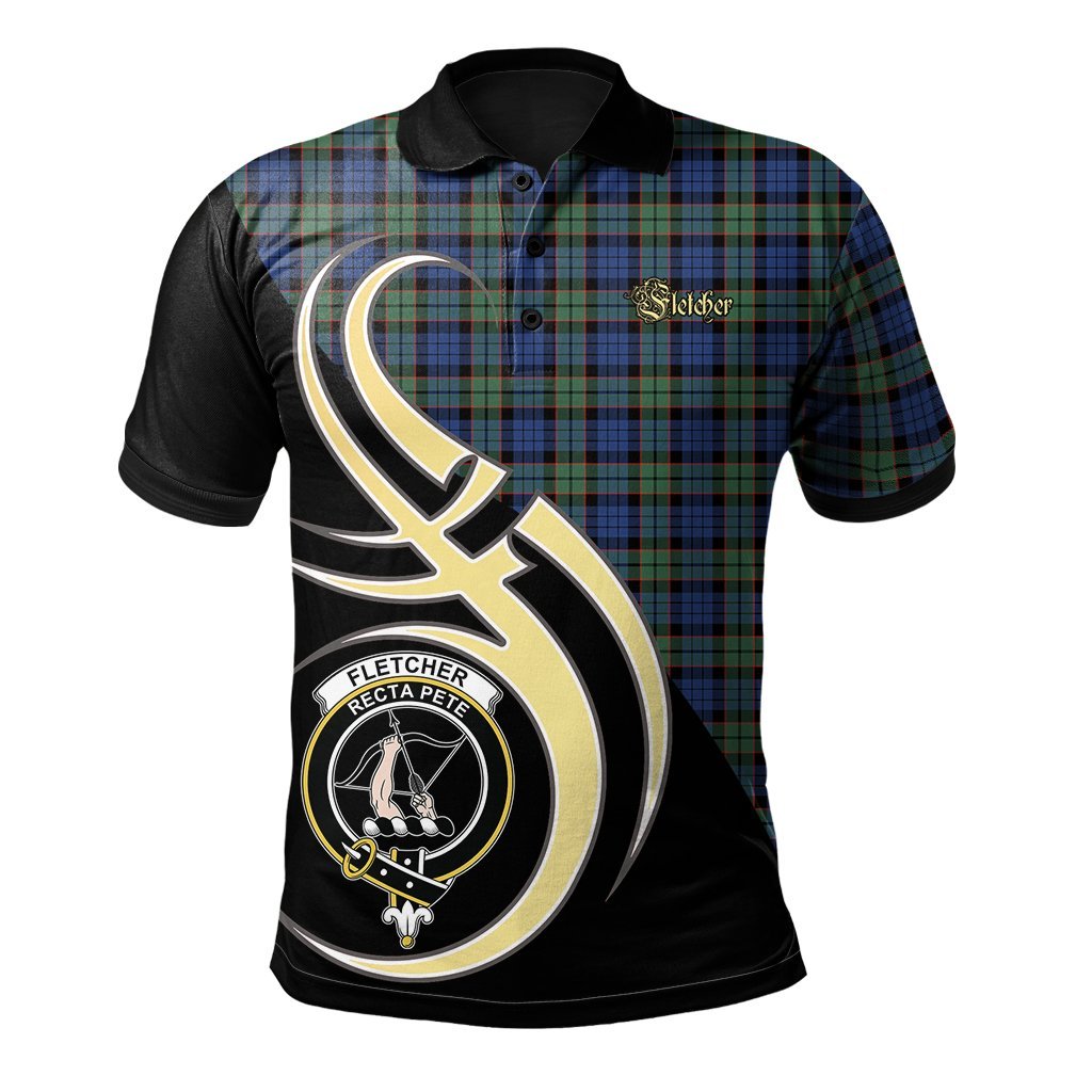 Clan Fletcher Ancient Tartan Polo Shirt - Believe In Me Style TO17 Fletcher Ancient Tartan Tartan Polo   