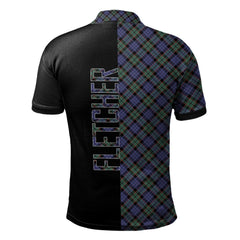 Clan Fletcher Modern Tartan Polo Shirt Half of Me - Cross Style TO41 Fletcher Modern Tartan Tartan Polo   