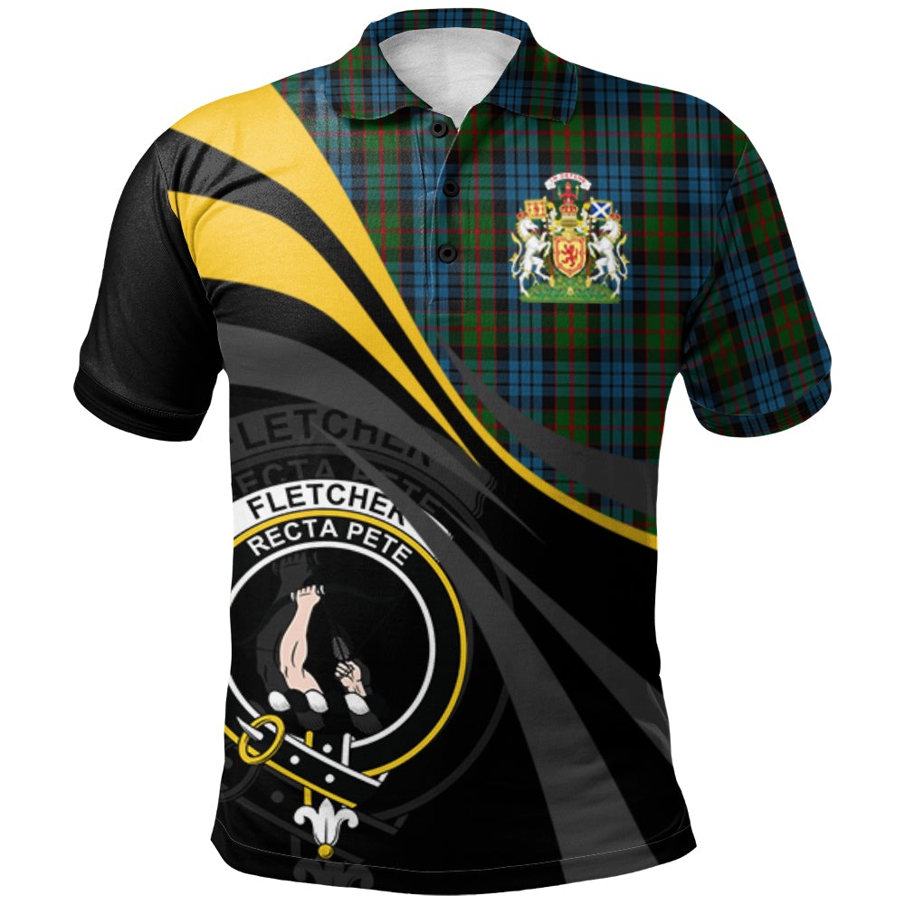 Clan Fletcher of Dunans Tartan Polo Shirt - Royal Coat Of Arms Style WT21 Fletcher of Dunans Tartan Tartan Polo   