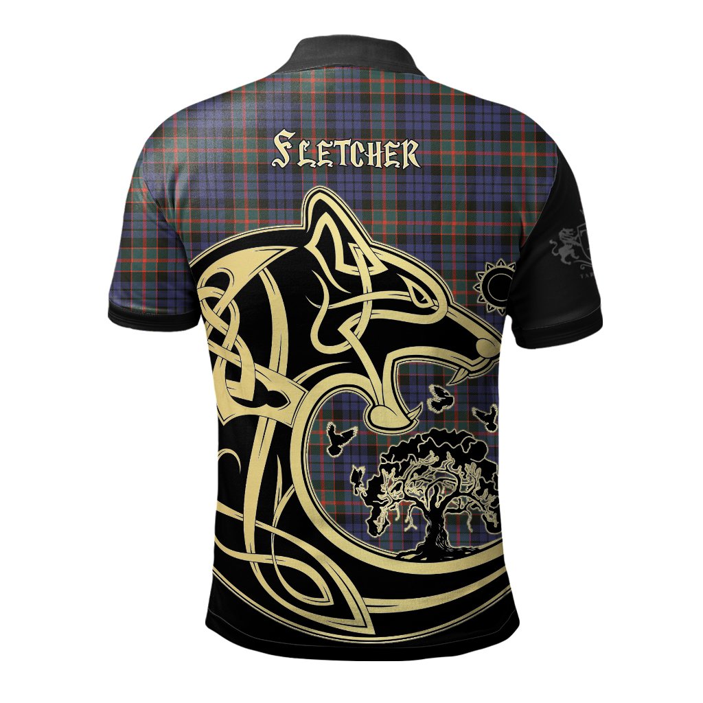 Clan Fletcher of Dunans Tartan Polo Shirt Viking Wolf BD36 Fletcher of Dunans Tartan Tartan Polo   