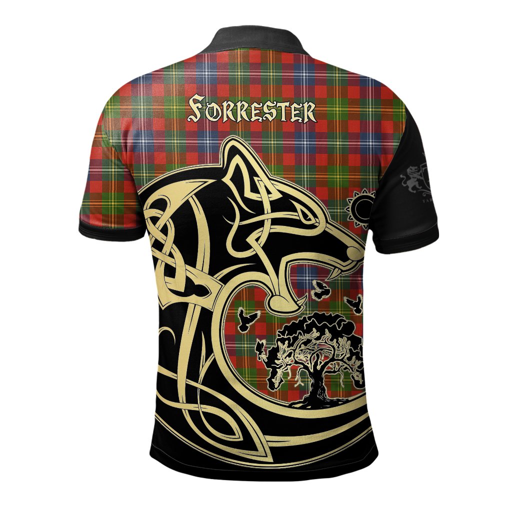 Clan Forrester Tartan Polo Shirt Viking Wolf NO30 Forrester Tartan Tartan Polo   