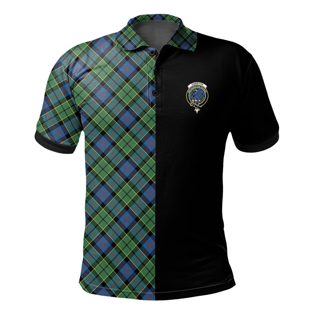 Clan Forsyth Ancient Tartan Polo Shirt Half of Me - Cross Style NV83 Forsyth Ancient Tartan Tartan Polo   