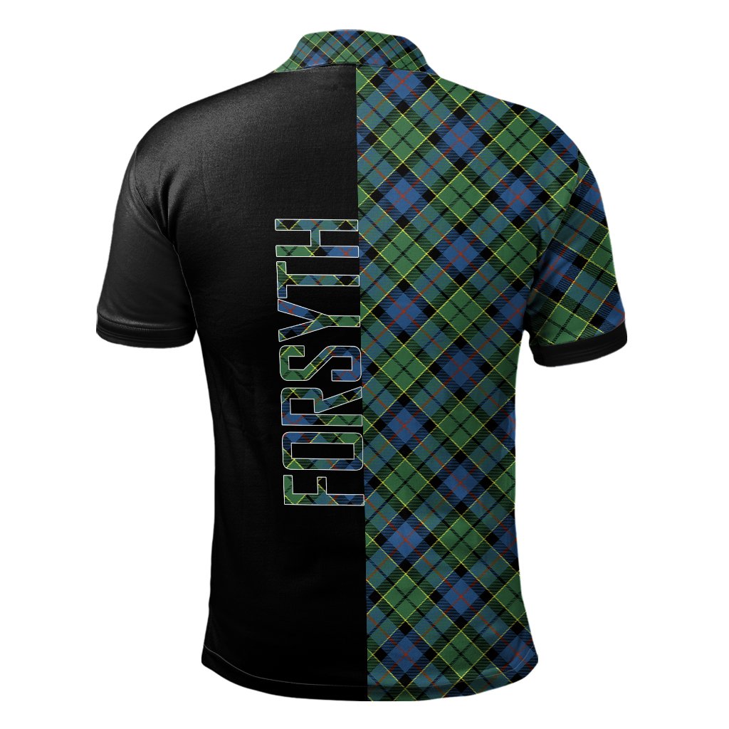 Clan Forsyth Ancient Tartan Polo Shirt Half of Me - Cross Style NV83 Forsyth Ancient Tartan Tartan Polo   