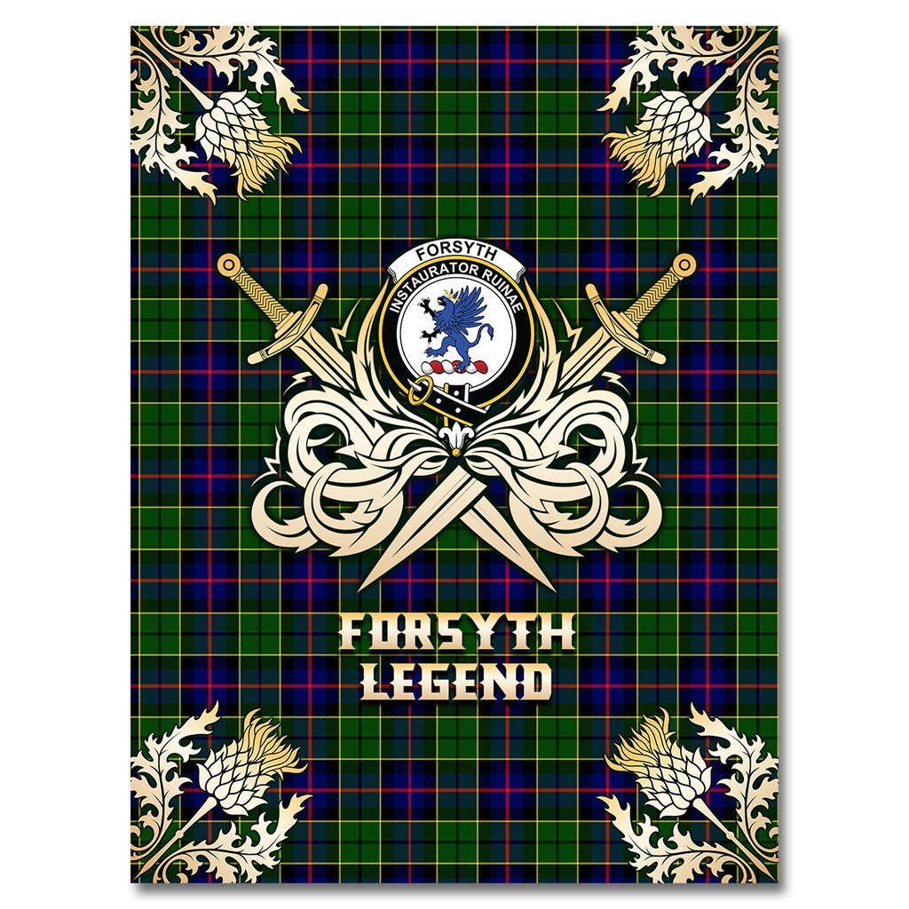 Clan Forsyth Modern Tartan Gold Courage Symbol Blanket KQ39 Clan Forsyth Tartan Today   
