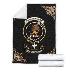 Clan Fotheringham Crest Tartan Premium Blanket Black BQ17 Clan Fotheringham Tartan Today   