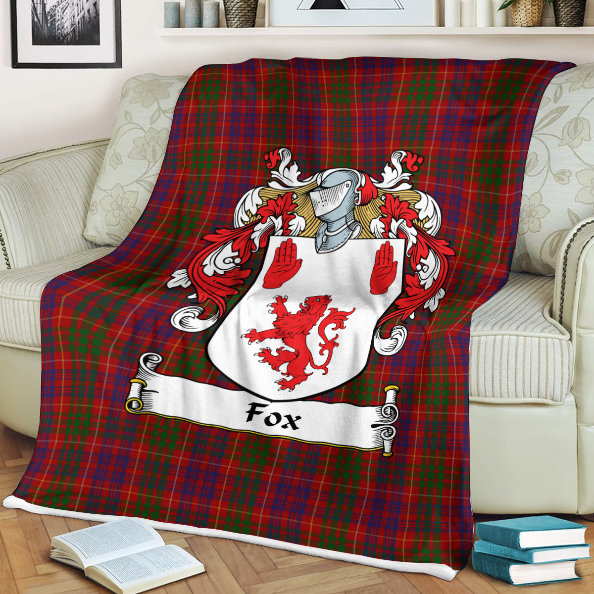 Clan Fox Red Family Tartan Coat Of Arms BlanketsNR75 Clan Hall Tartan Today   