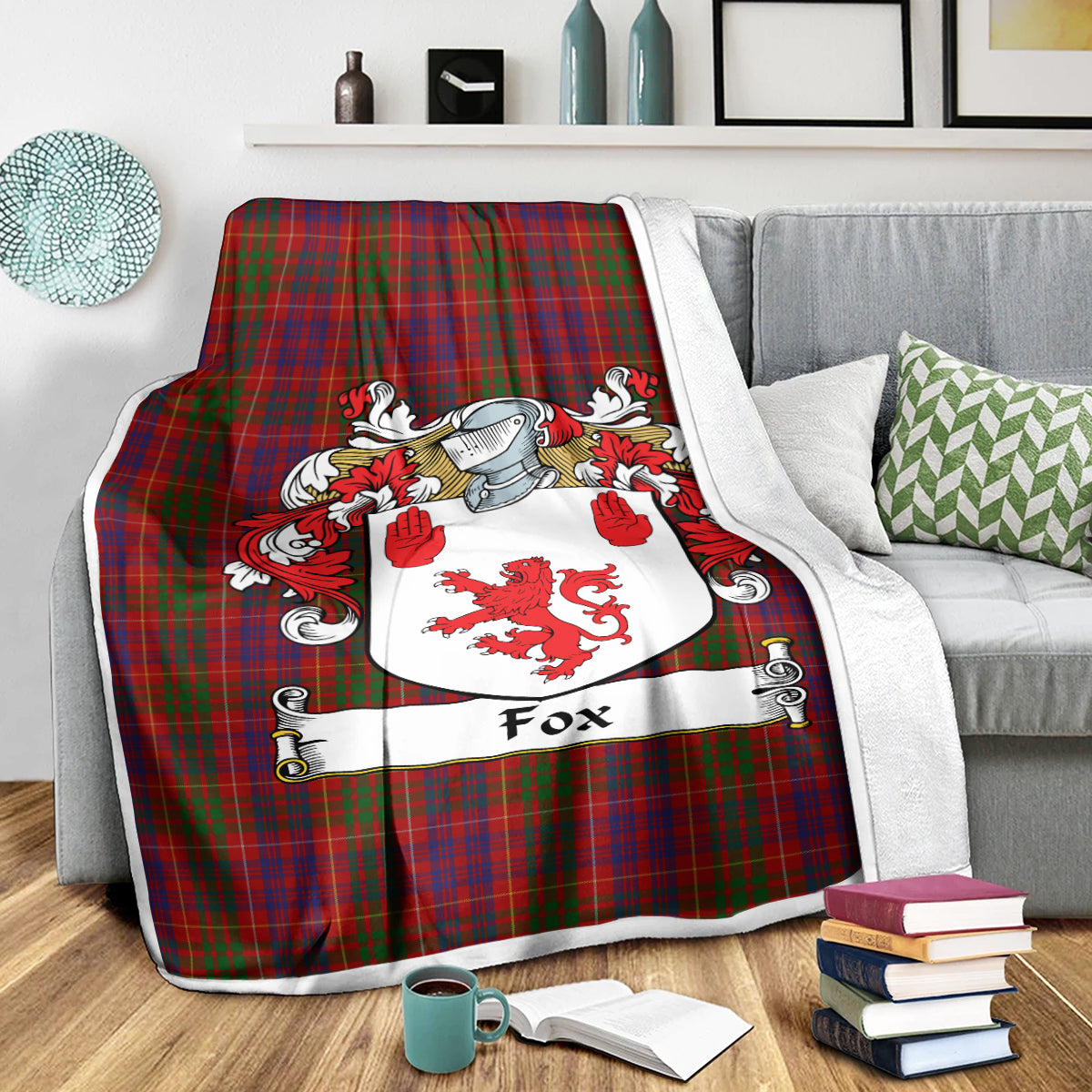 Clan Fox Red Family Tartan Coat Of Arms BlanketsNR75 Clan Hall Tartan Today   