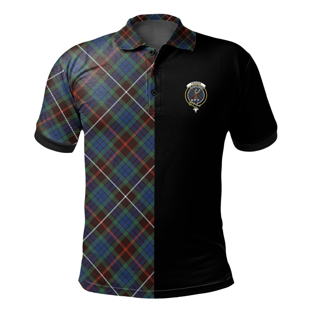 Clan Fraser Hunting Ancient Tartan Polo Shirt Half of Me - Cross Style CU50 Fraser Hunting Ancient Tartan Tartan Polo   