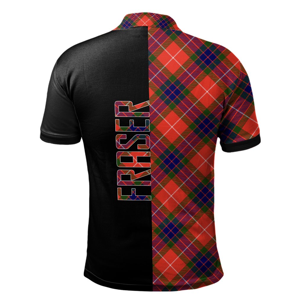 Clan Fraser Modern Tartan Polo Shirt Half of Me - Cross Style GD61 Fraser Modern Tartan Tartan Polo   