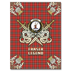 Clan Fraser Weathered Tartan Gold Courage Symbol Blanket VP60 Clan Fraser Tartan Today   