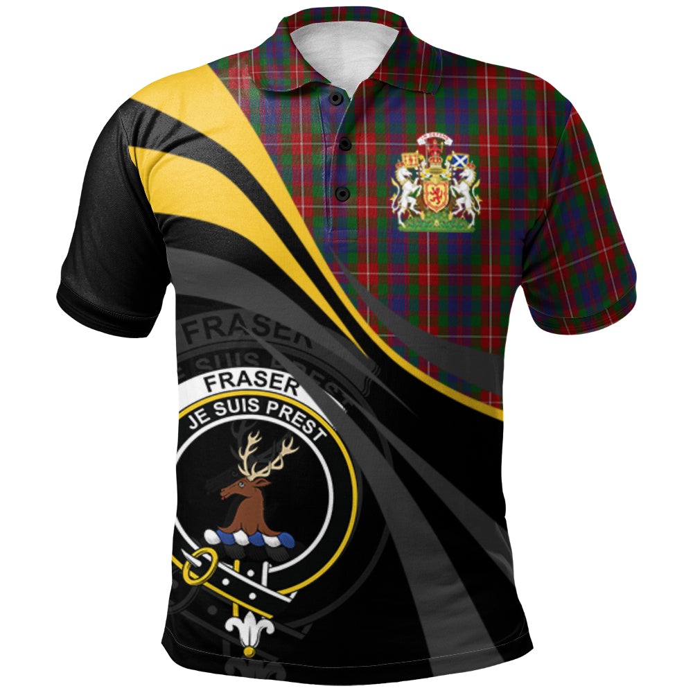 Clan Fraser of Lovat Tartan Polo Shirt - Royal Coat Of Arms Style WA50 Fraser of Lovat Tartan Tartan Polo   