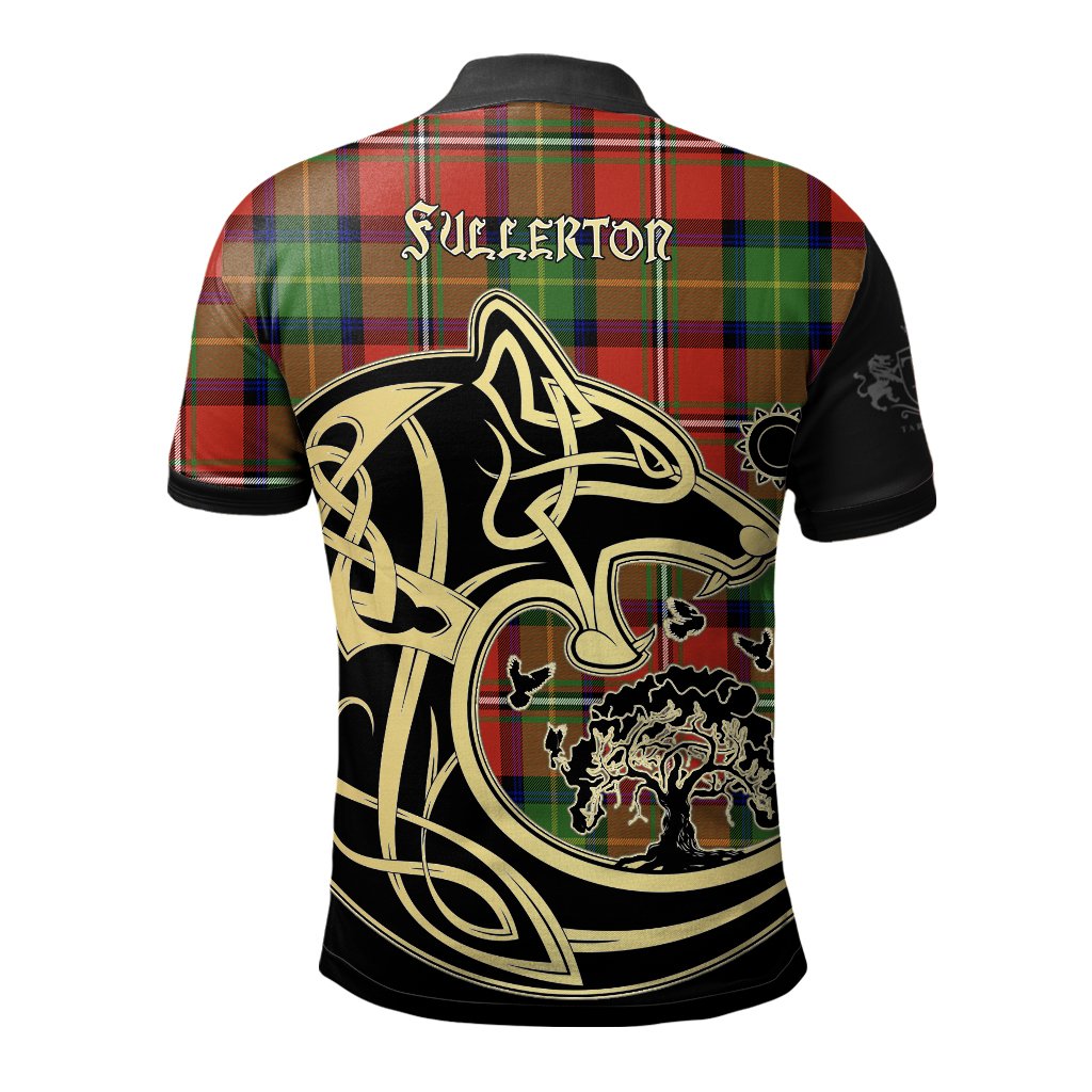 Clan Fullerton Tartan Polo Shirt Viking Wolf GN18 Fullerton Tartan Tartan Polo   