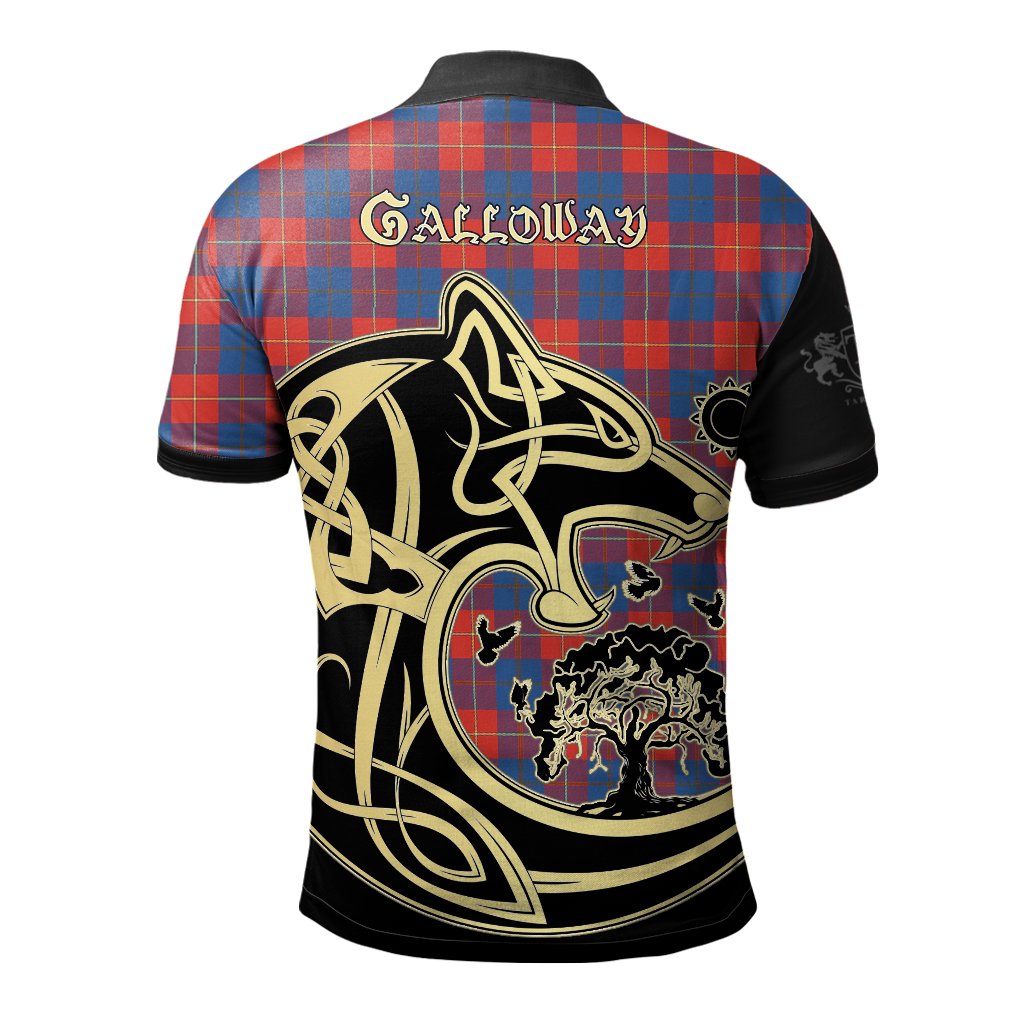 Clan Galloway Red Tartan Polo Shirt Viking Wolf WH66 Galloway Red Tartan Tartan Polo   