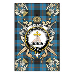 Clan Garden Tartan Crest Black Garden Flag  - Gold Thistle  HZ48 Garden Tartan (Clan Garden) Tartan Today   