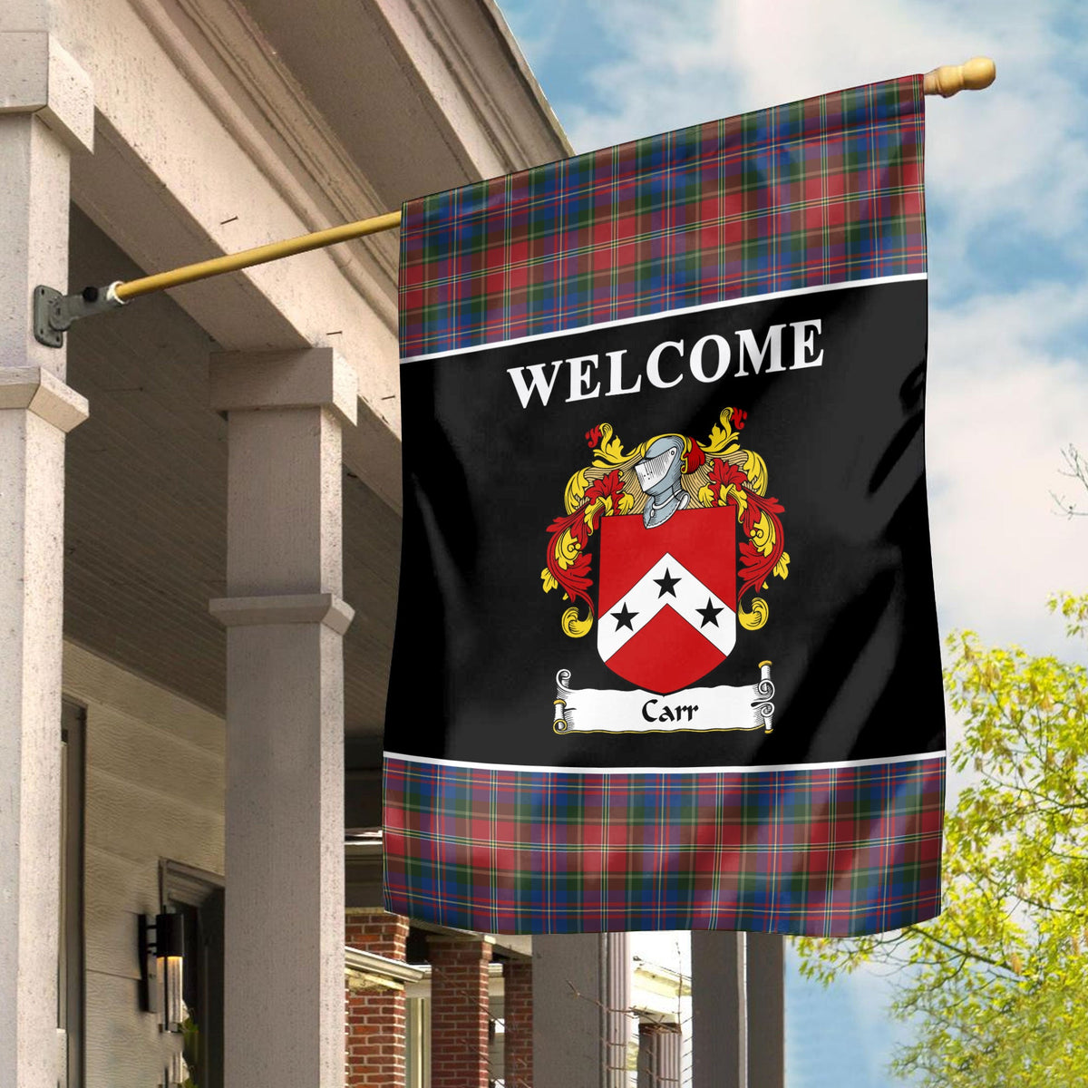 Clan Carr Tartan Crest Black Garden Flag FH14 Clan Hall Tartan Today   